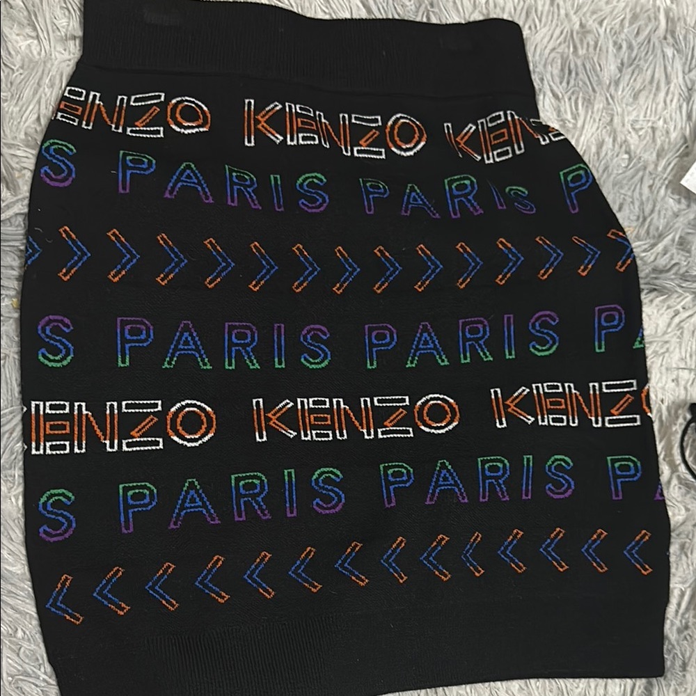 Kenzo Orange Blue Mini Pencil Skirt